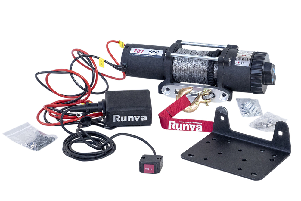 Лебёдка электрическая 12V Runva EWT4500ASR 2041 кг (синтетический трос)