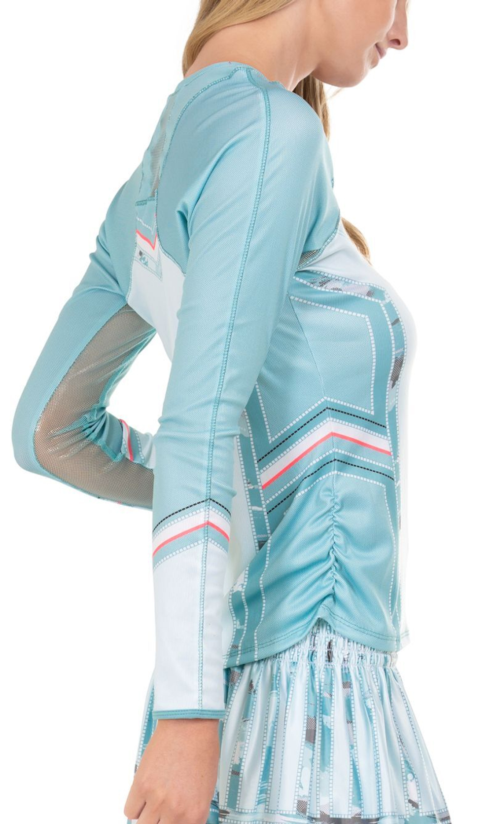Женская теннисная футболкаLucky in Love Can't Find Me Love Long Sleeve - Blue