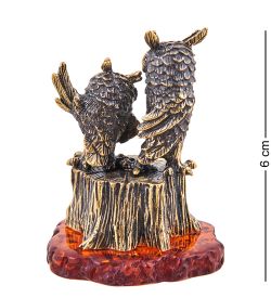 Народные промыслы AM-3712 Фигурка «Совы Ораторы» (латунь, янтарь)