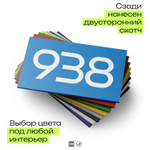 Номер на дверь 938, табличка на дверь для офиса, квартиры, кабинета, аудитории, склада, голубая 120х70 мм, Айдентика Технолоджи