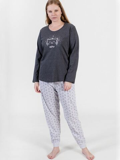 Трикотажный комплект с брюками свободного покроя (Размер: XL) (Цвет: темно-серый)