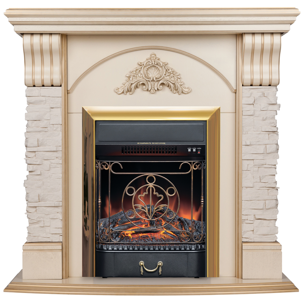 Каминокомплект Real Flame Athena WT с очагом Majestic Lux Brass