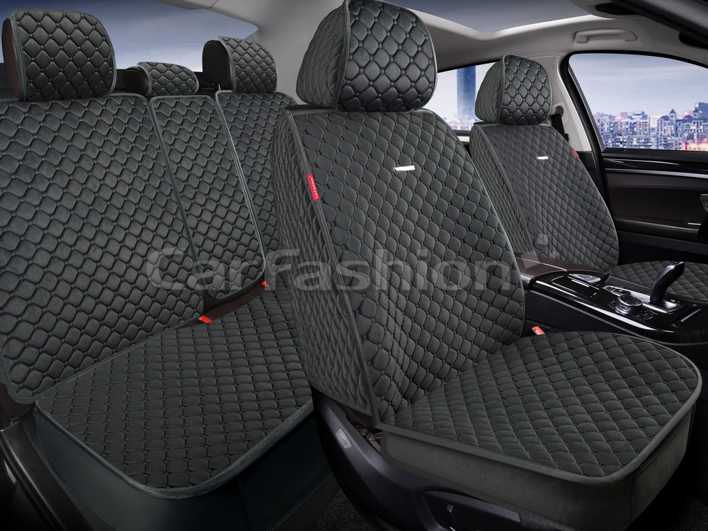 Накидки сидений ПОЛНЫЙ CarFashion (кт) -«POLO PLUS» 27339 -Велюр т.серый
