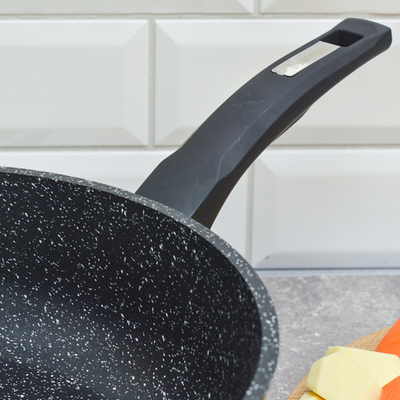 Сотейник 28см Гранит black с несъемной ручкой без крышки