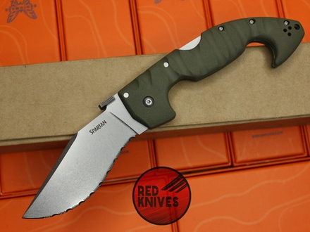 Нож Cold Steel Spartan - серрейторный клинок, рукоять олива (зеленая) (версия 2025г.)