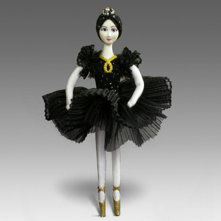 Елочная игрушка балерина «Черный лебедь»