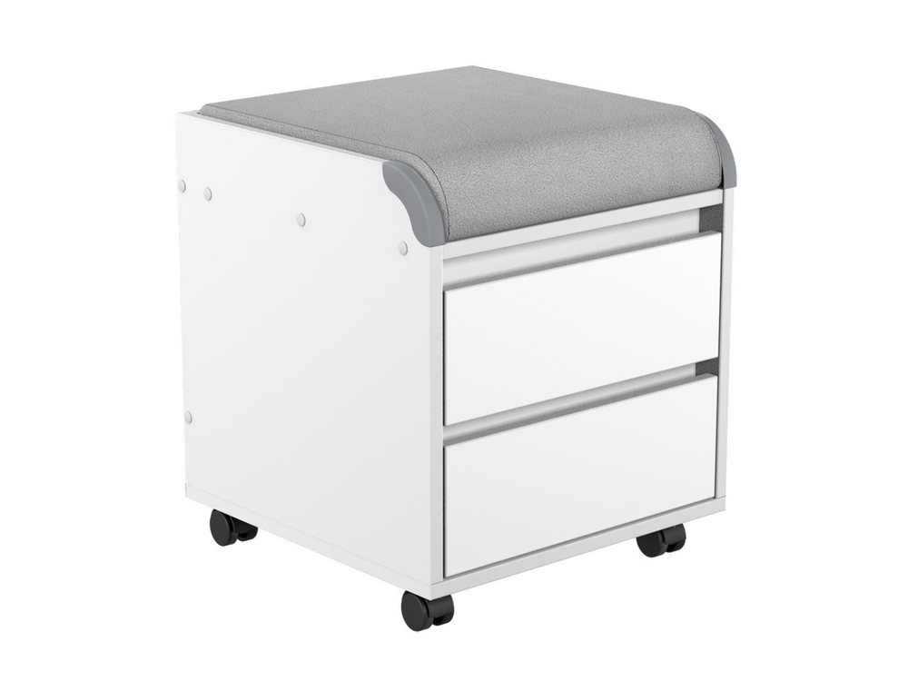 Тумба Дэми на колёсиках с 2 ящиками, органайзером для канцелярии и пуфом (ТУВ.14)