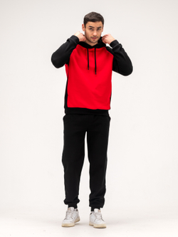 Костюм мужской спортивный теплый. Черный/красный