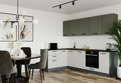 Кухонный гарнитур угловой Лофт 2600 1600 мм столешница 38 мм, ЛДСП, просторная угловая кухня в индустриальном стиле для гостиной, студии и большой семьи