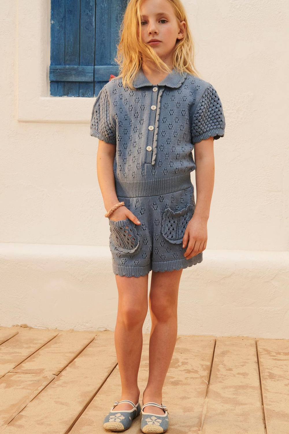 ZARA БАЛЕТКИ С ВЫШИВКОЙ, СИНИЙ