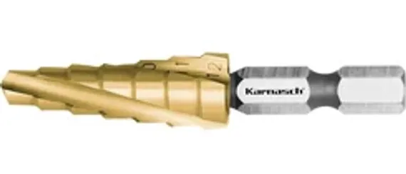 Набор ступенчатых сверл со спиралью с покрытием TiN-GOLD (2 зубца) Karnasch, арт. 21.3090