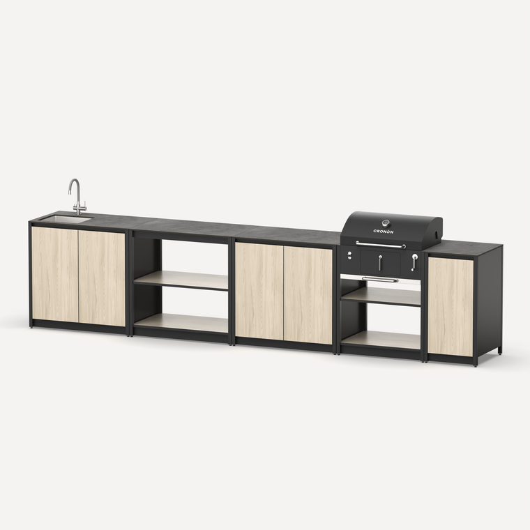 Мангальный комплекс Lounge M-119SB, 3.9 м, дуб сонома/черный мрамор
