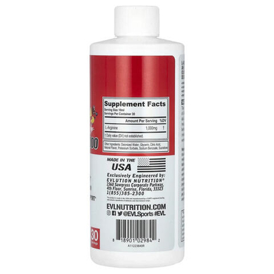 EVLution Nutrition, L-аргинин 1000, фруктовый пунш, 300 мл (10,14 жидк. унции)