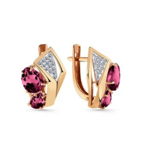 Серьги из золота с родолитом