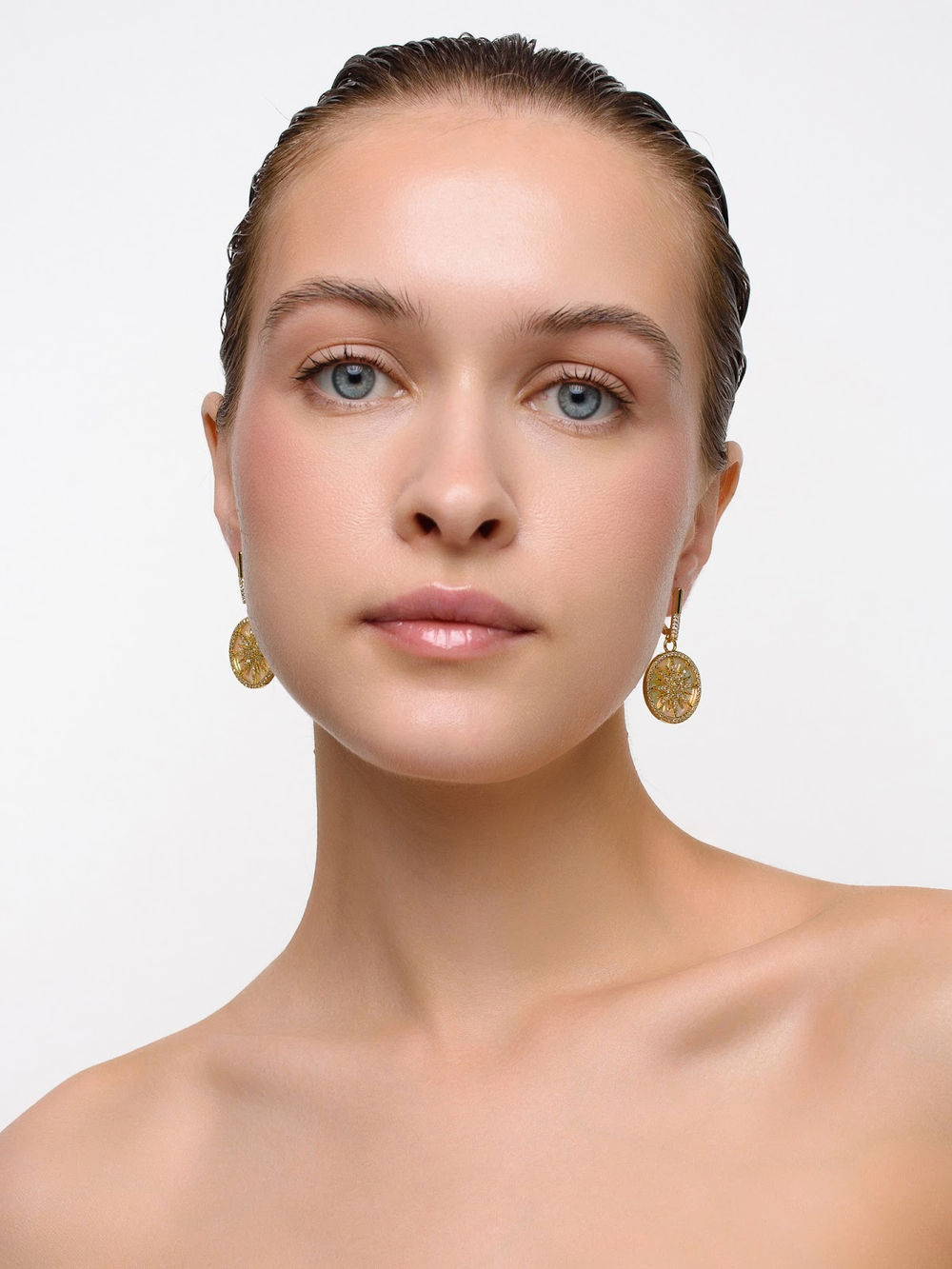 Серьги "Sun white pearl" Gold