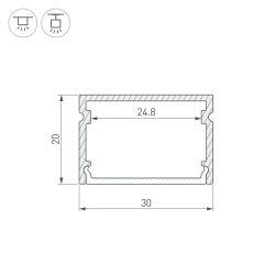 Профиль LINE-3020-2000 ANOD (Arlight, Алюминий) 046962