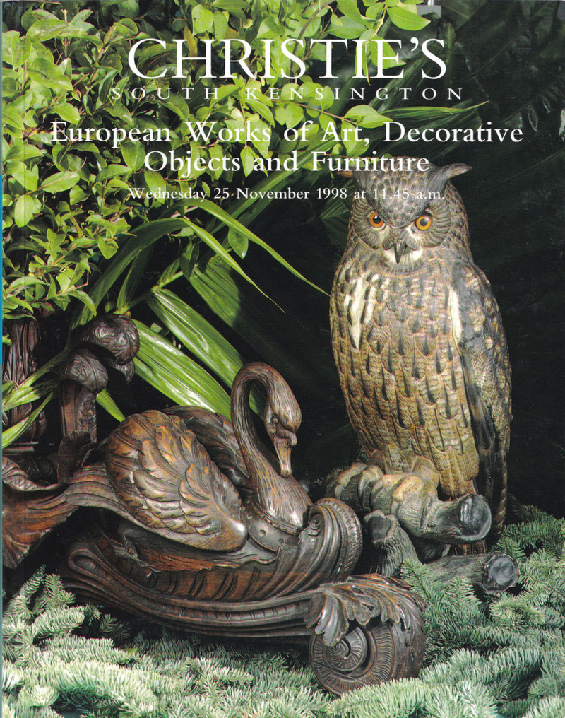 Каталог аукциона Christie's, Лондон, Европейское декоративно-прикладное искусство, предметы интерьера и мебель от 25 ноября 1998 года
