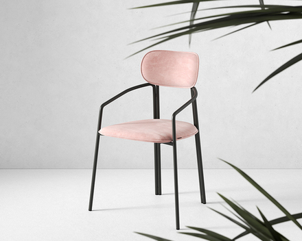 Стул LATITUDE Ror, Round, велюр, черный/розовый