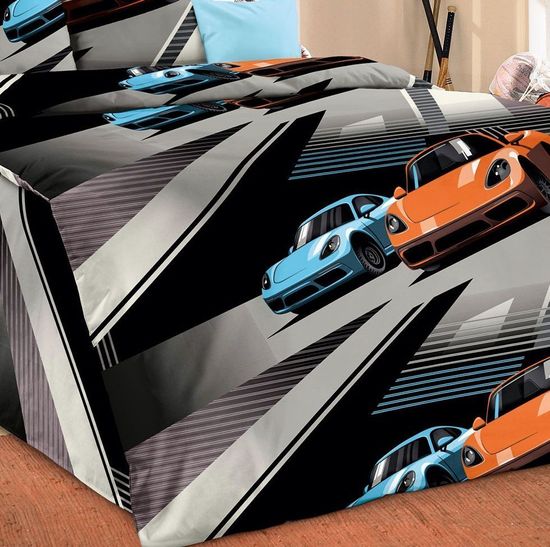 Полуторный комплект детского постельного белья Скорость поплин