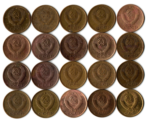 Набор 1 копейка СССР (20 монет без повторов) 1968, 72-74, 76-81, 83-91 м,л. №2