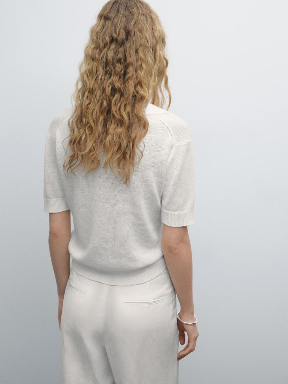 Massimo Dutti Свитер из смесового льна, белый