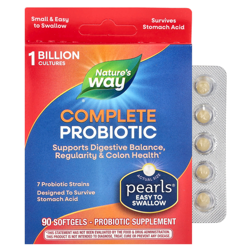 Nature's Way, Probiotic Pearls Complete, пробиотик, 90 капсул