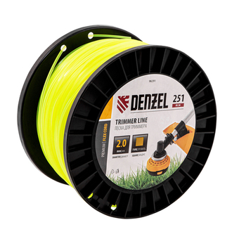 Леска для триммера квадрат, 2,0мм х 251м, на DIN катушке FLEX CORD Denzel