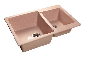 GRANFEST Мойка мрамор PRACTIC GF-P--780K  2 чаши 780*510 мм  розовый  арт.GF-