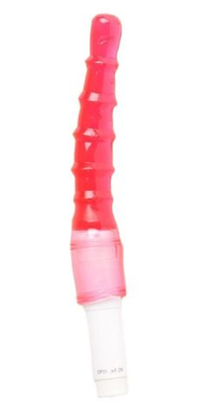 Красный анальный вибратор с рёбрышками - 23 см. (Цвет: красный)