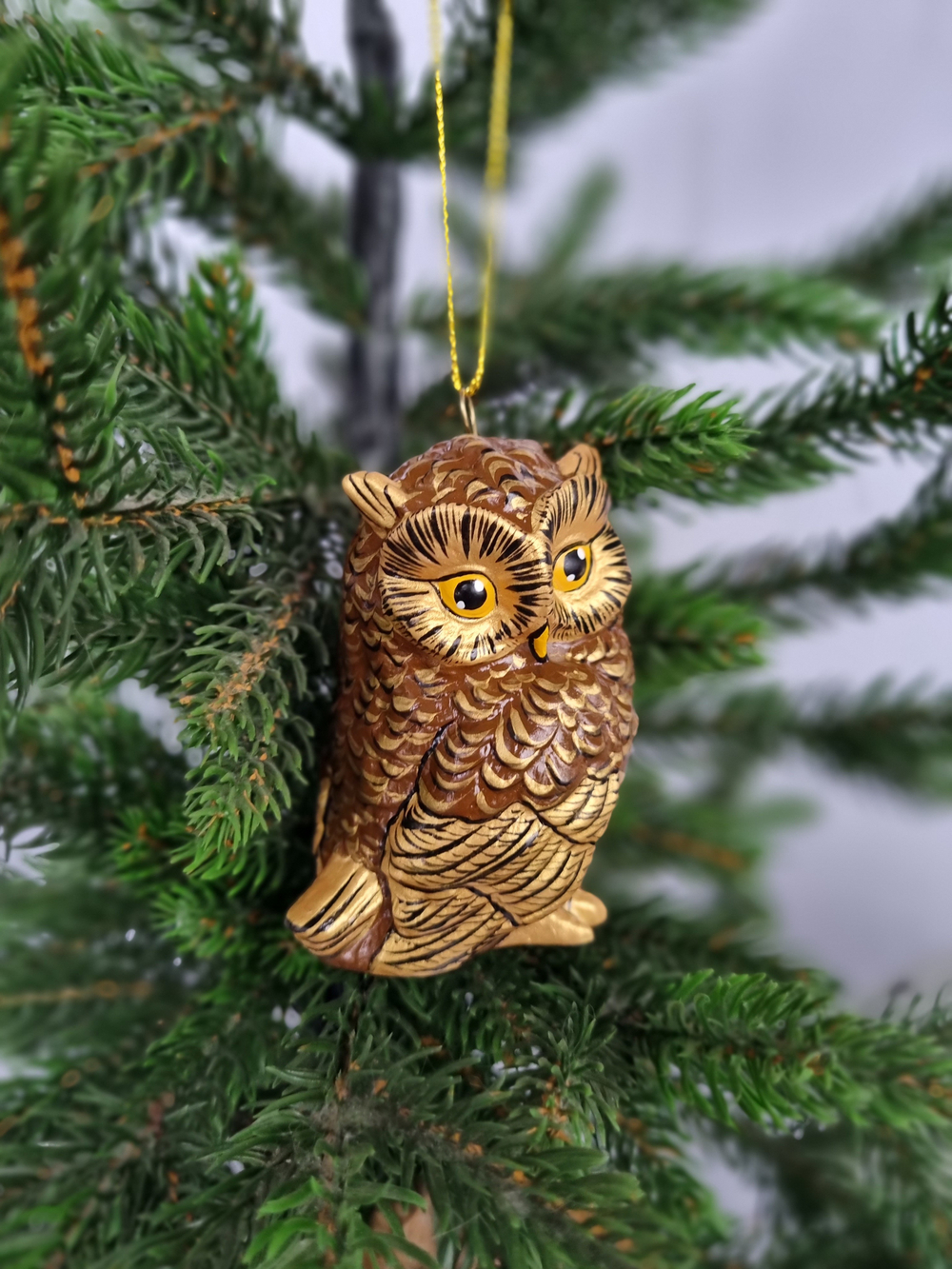 Сова ёлочная игрушка из фарфора