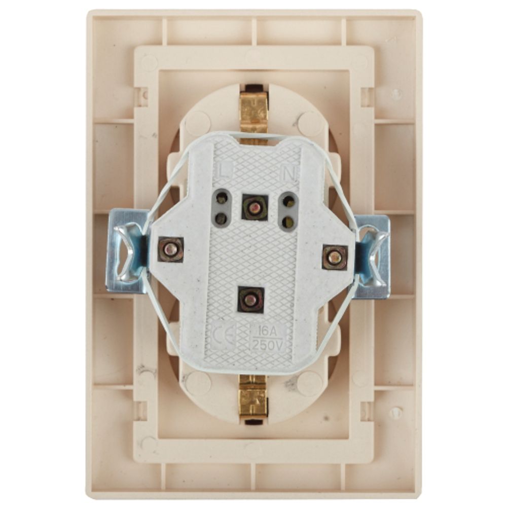 Розетка Intro Plano 1-205-02 с заземлением двойная 2X2P+E Schuko, 16А-250В, IP20, СУ, слоновая кость