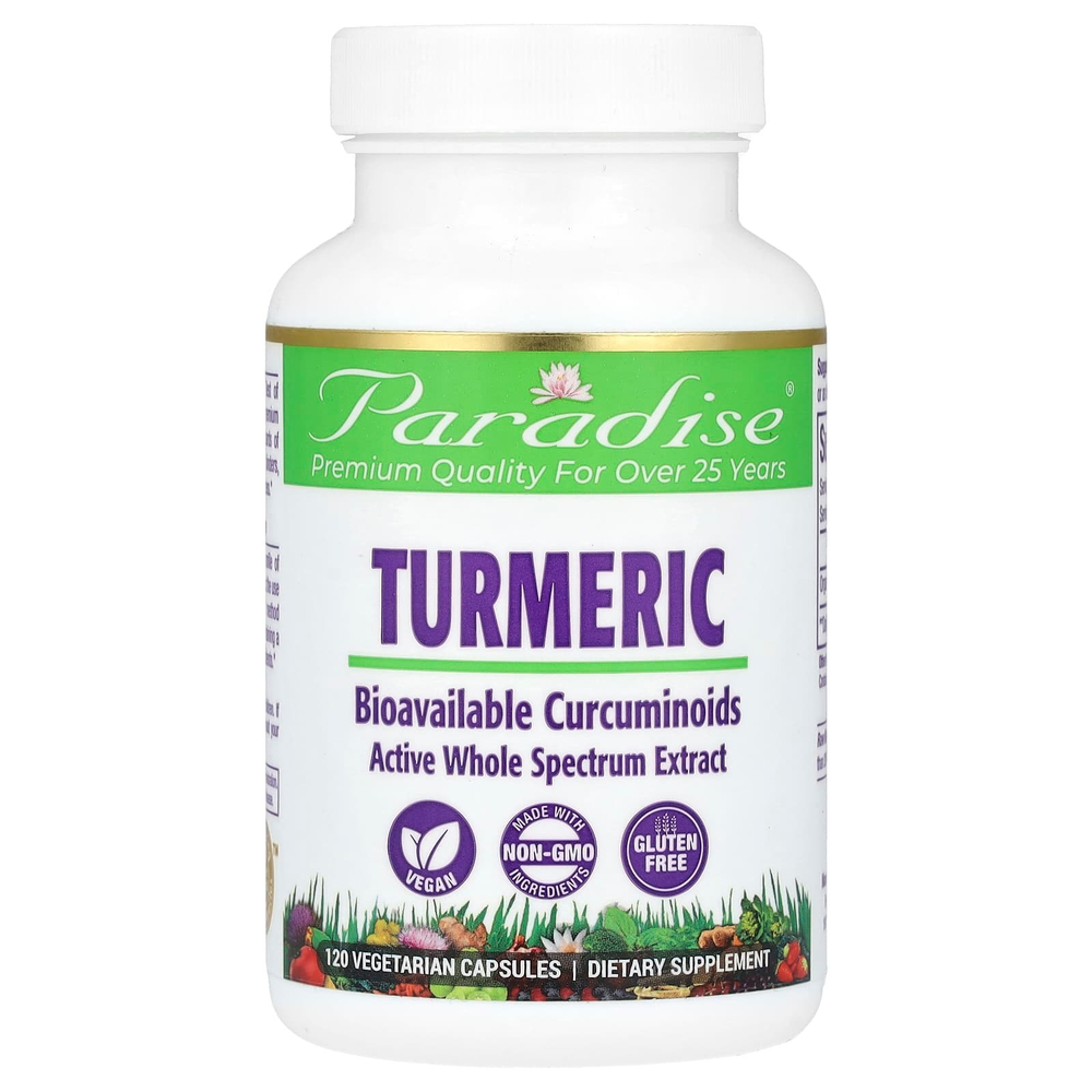 Paradise Herbs, Куркума, 120 вегетарианских капсул (250 мг на капсулу)