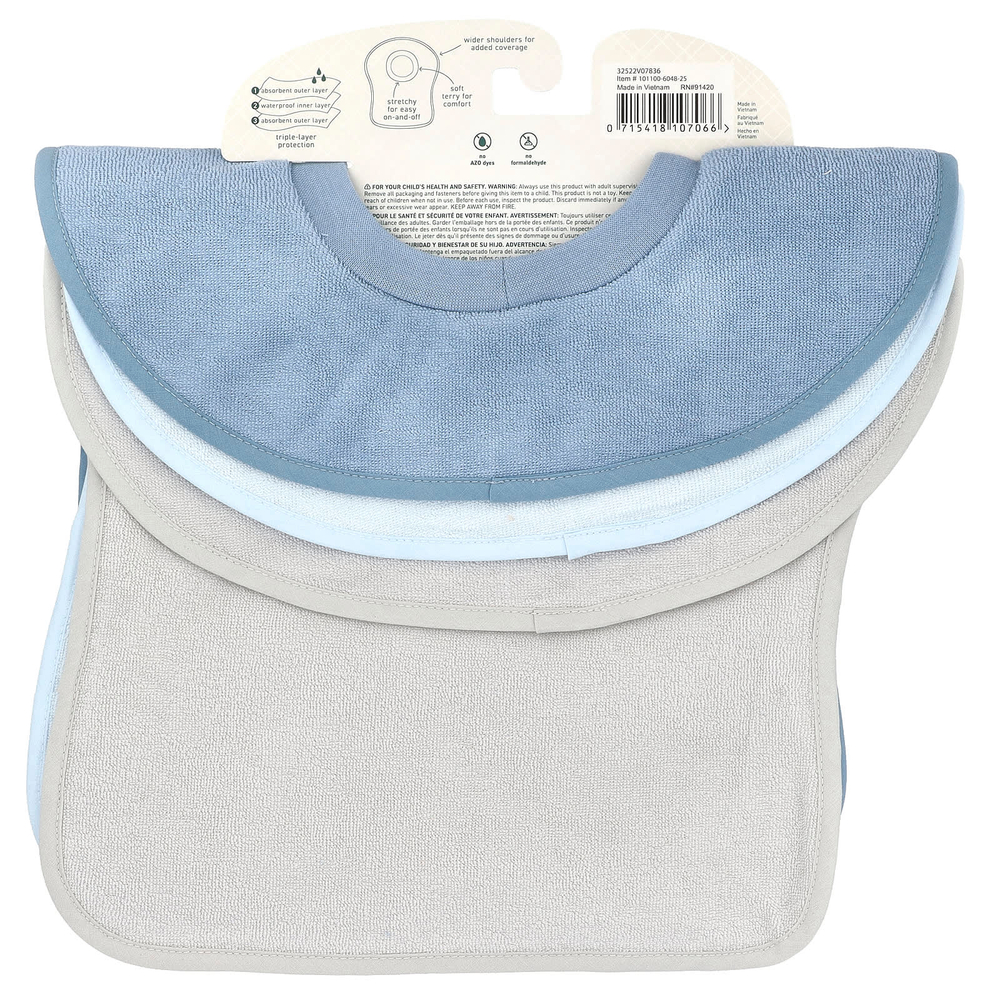 Green Sprouts, Спортивные нагрудники Stay-Dry, для детей от 9 до 18 месяцев, разноцветные, 3 шт.