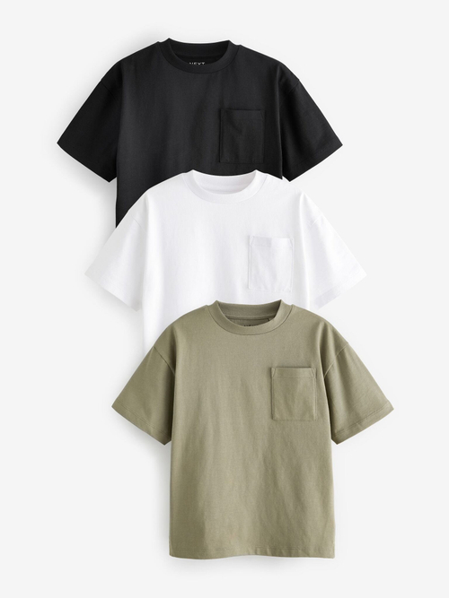 Футболка для мальчика Next 202-852, 3 шт., Черный, Белый, Хаки
