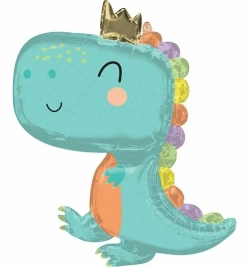 Шар (34''/86 см) Фигура, Динозаврик в короне, Мятный Д068 Д069