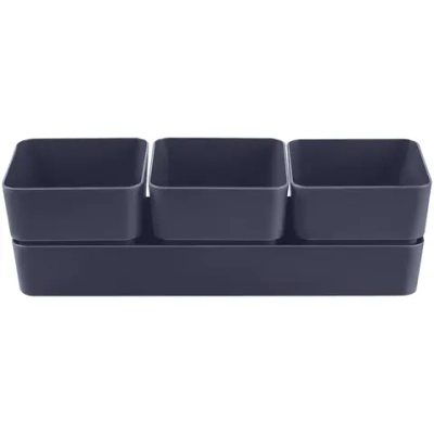 Кашпо для цветов пластиковое 0,45л 29,2*9,6см «Фиори» Трио антрацит