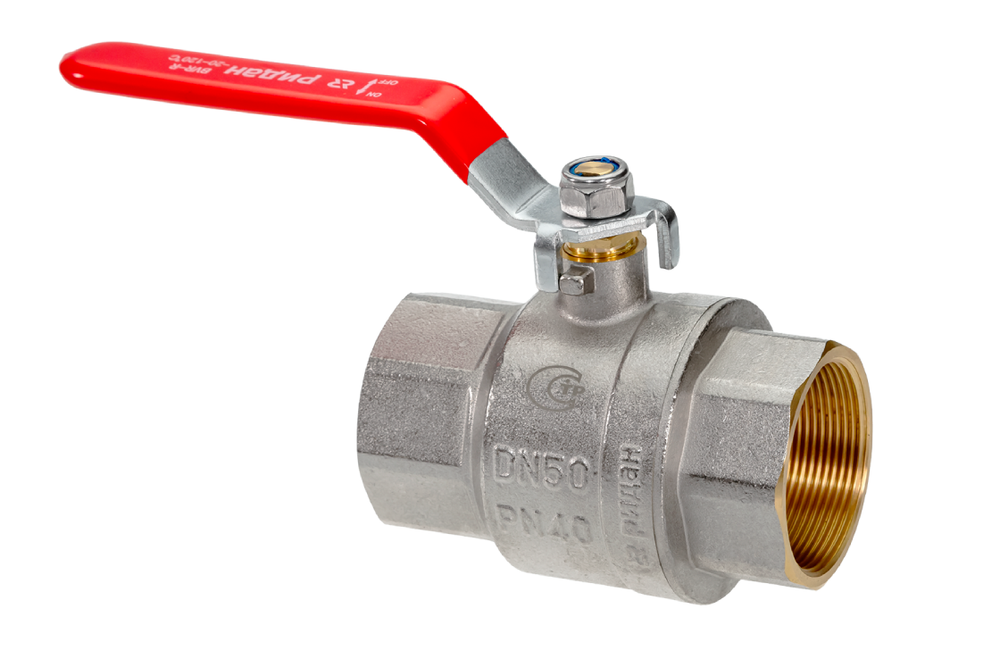 Шаровой кран полнопроходной BVR-R (1/2"-2"), ручка-рычаг, латунь, Ридан