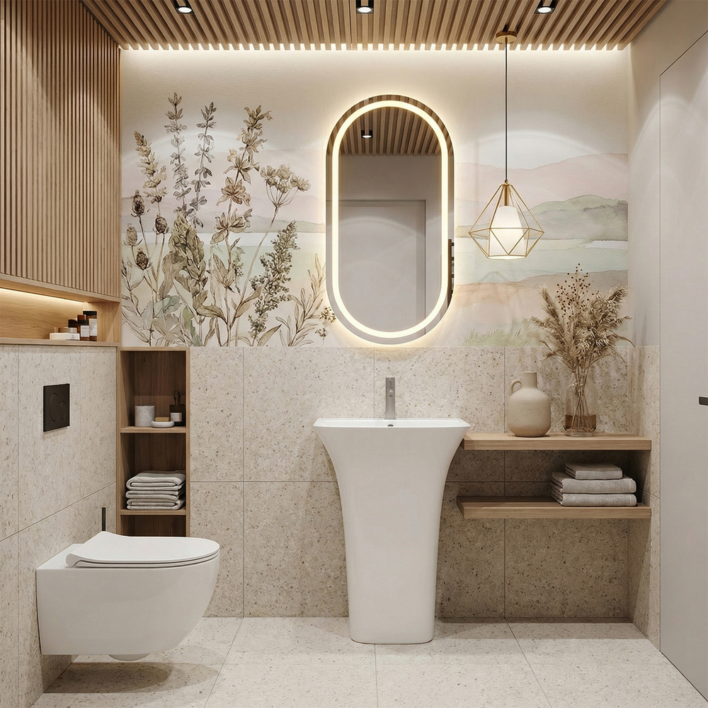 Умывальник-моноблок ELITE2 WAVE 650*450*835 ш*г*в, с хром переливом, белый, прямоуг