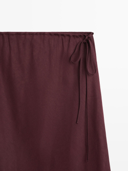 Massimo Dutti Юбка-парео миди, бордовый