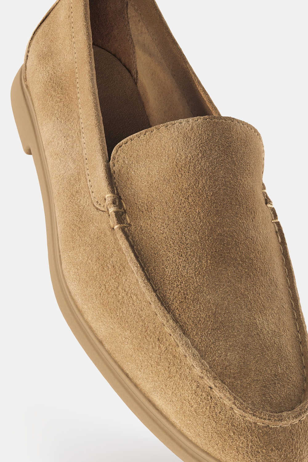 ZARA ЗАМШЕВЫЕ ЛОФЕРЫ НА ПЛОСКОЙ ПОДОШВЕ, ПЕСОЧНО-КОРИЧНЕВЫЙ