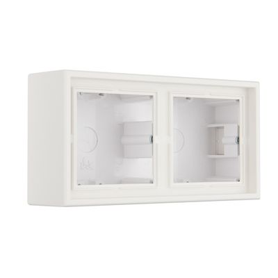 Накладная коробка для розеток 2-местная LIREGUS MODERN PMD-002.M/WWM белый матовый