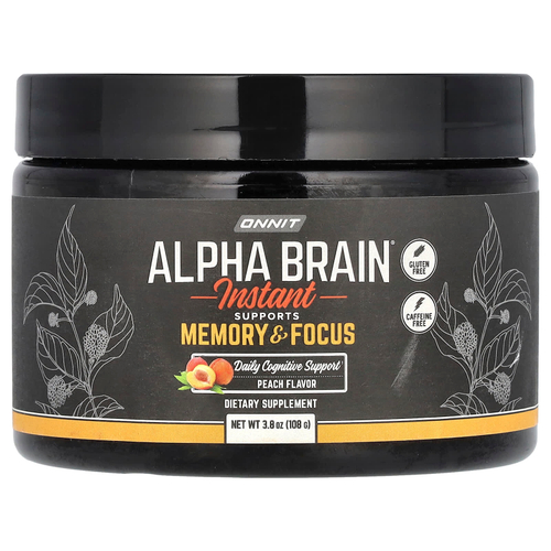 Onnit, Alpha BRAIN®, растворимый продукт с персиком, без кофеина, 108 г (3,8 унции)