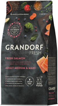 Grandorf Fresh 10кг Holistic Medium&Maxi Salmon&Sweet Potato Сухой корм для собак средних и крупных пород, свежее мясо лосося с бататом