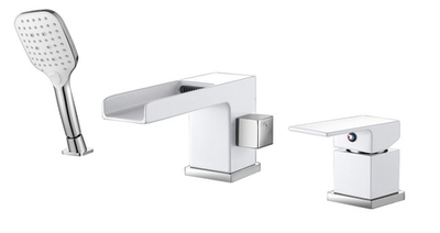 393532-F Смеситель на борт ванны водопад БЕЛЫЙ (3 отв.) ViEiR (8/1шт)