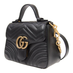GUCCI GG Marmont Leather Handbag Mini Women"s Black