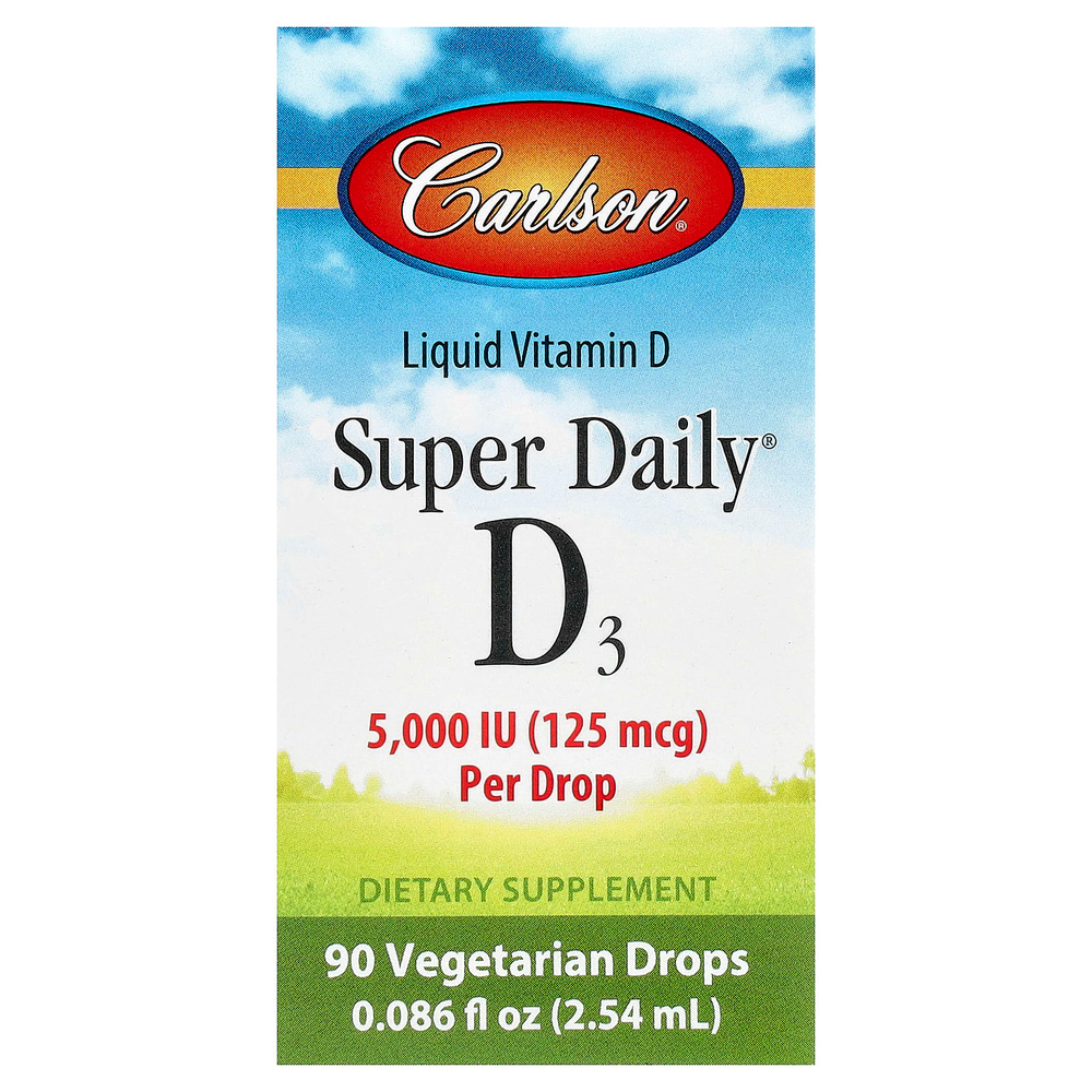 Carlson, Super Daily®, D3, 125 мкг (5000 МЕ), 2,54 мл (0,086 жидк. Унции)