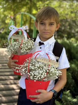 День знаний №14 Сумочка с белой гипсофилой