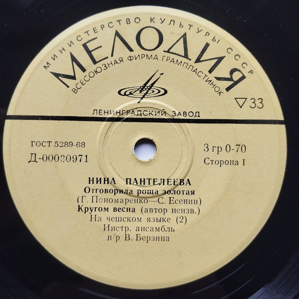 Винтажная виниловая пластинка LP Нина Пантелеева Отговорила Роща Золотая 7 дюймов (СССР 1975)