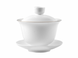 268051.9 Гайвань МАТОВЫЙ ФАРФОР "Белая с ободком" h=9,5 см, d=10 см, 180 мл, фарфор мат.белый