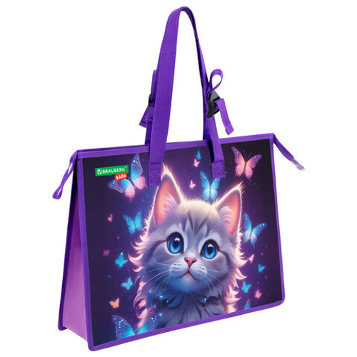 Папка для рисунков и чертежей с рег.ручками BRAUBERG KIDS А3,1 отд,карман внутри,Curious cat,273414